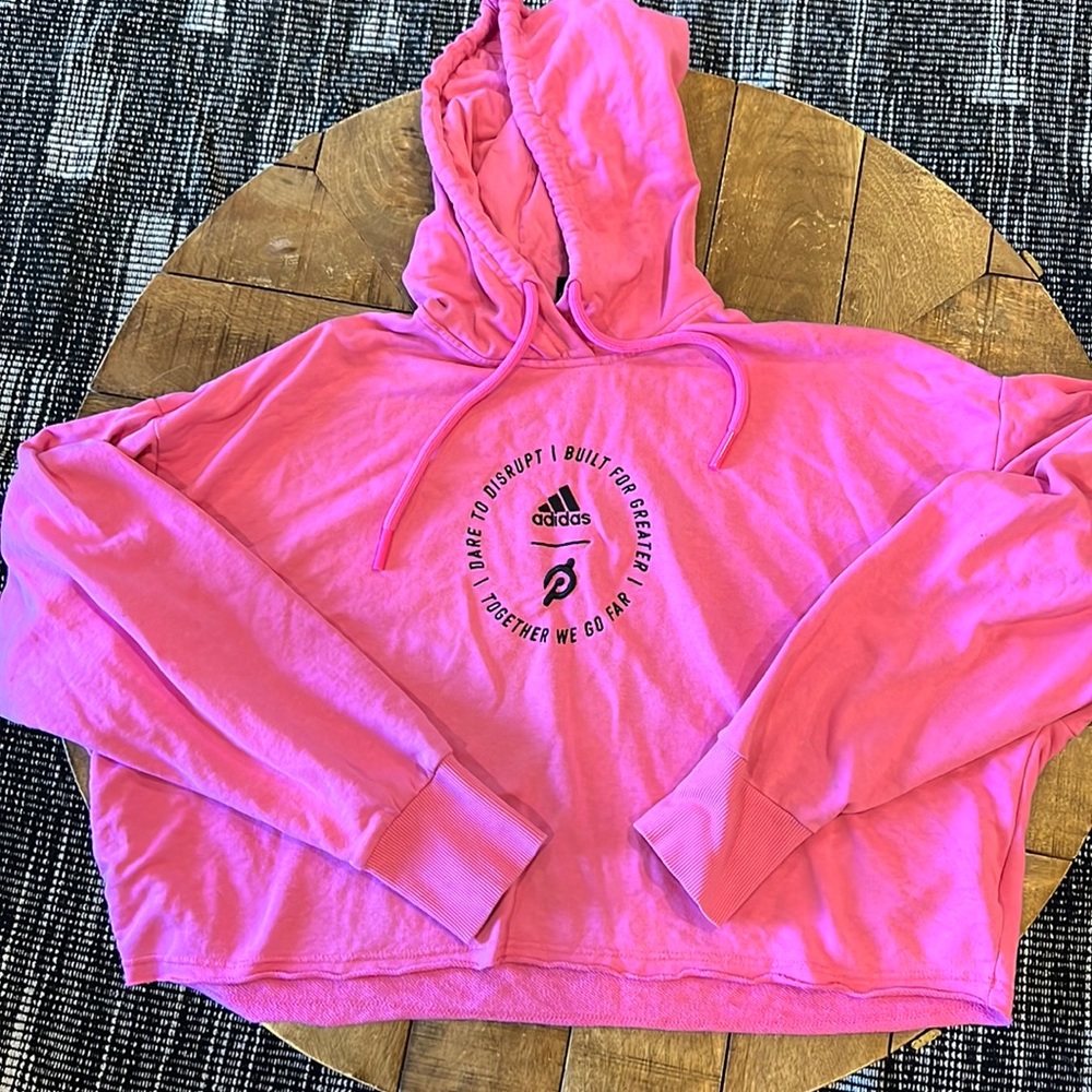 Hot pink peloton cropped oversized hoodie